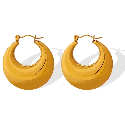 Pendientes De Aro Gruesos En Forma De U Para Mujer Acero De Titanio Pulido Espejo Chapado En Oro De 18K Joyería Minimalista