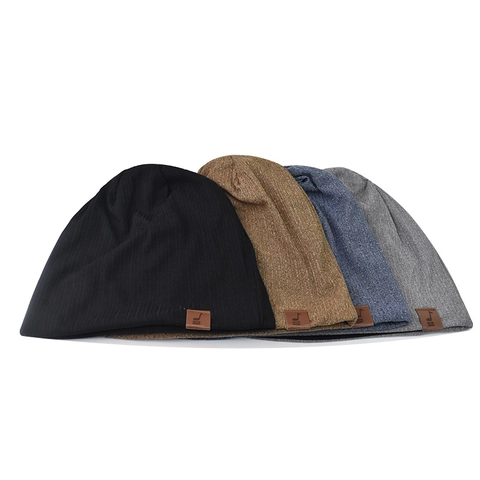 Slouchy Beanie Hat Ribbed Knit Cotton Breathable For Men Women Casual Outdoor With Music Note Leather Patch