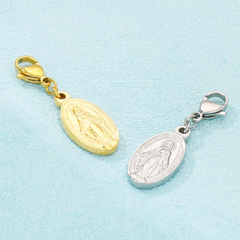 Stainless Steel Charms Pendants With Lobster Clasp Heart Tree Of Life Maria Star For DIY Jewelry Making