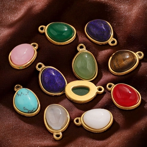 Naturstein Tropfen Anhänger 18K Vergoldeter Edelstahl Wassertropfen Charm Für DIY Schmuckherstellung Zubehör