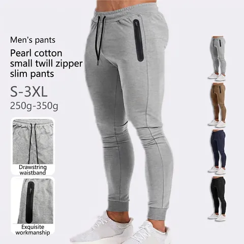 Pantaloni Jogger Da Uomo Slim Fit Poliestere Traspiranti Pantaloni Sportivi Vita Con Coulisse Tasche Con Cerniera Polsini A Costine Pantaloni Casual Sportivi