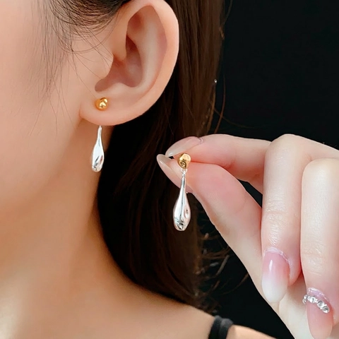 Minimalistische Tropfenohrringe Gold Und Silber Zweifarbig Kupfer Ohrschmuck Mit Silver Earring Post Für Frauen