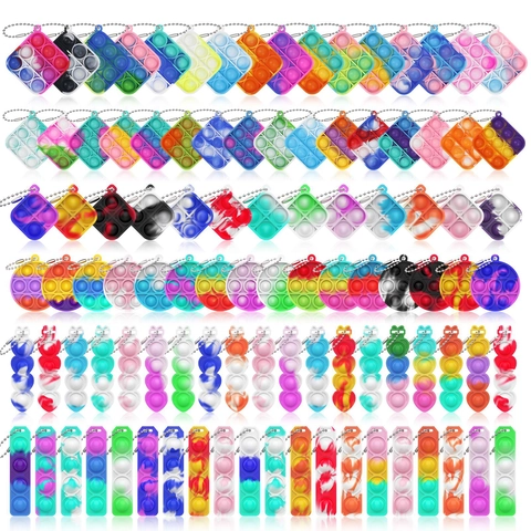 Mini Gioco Pop It Antistress Portachiavi Silicone Sensoriale Pendente Per Bambini E Adulti Colorato Forme Multiple