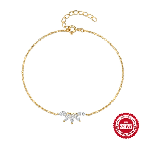 Βραχιόλι Κορώνα Ανεμιστήρα Marquise Zircon Για Γυναίκες Ασήμι 925 Sterling Λεπτό Ρυθμιζόμενο Κόσμημα Καθημερινό Δώρο