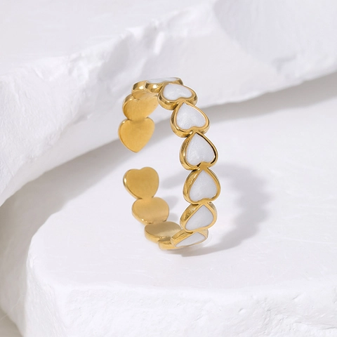 Herz Emaille Verstellbarer Offener Ring 18K Vergoldeter Edelstahl Minimalistischer Modeschmuck Für Damen Elegant