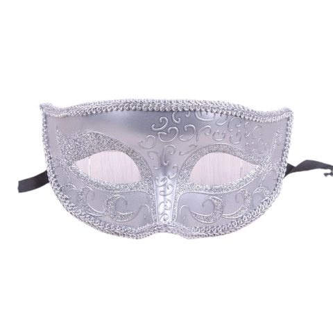 Masquerade Mask Half Face Vintage Glitter Scroll Pattern Plastic Party Halloween Carnival Cosplay For Adults