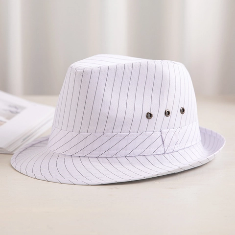 British Style Men's Striped Fedora Hat Fashionable Jazz Hat Breathable Sun Protection Classic Gentleman Cap For Spring Summer