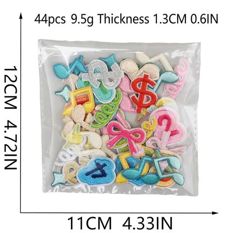 Stickerei Patches Polyester Faden Musiknote Schleife Nummer DIY Kleidung Reparatur Dekoration Bunt Aufbügeln Aufnähen