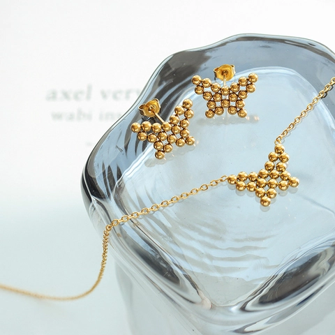 Vlinder Titanium Staal Ketting En Oorbellen Met Strass Verguld Goud Zilver Sieraden Voor Vrouwen Mode Accessoire