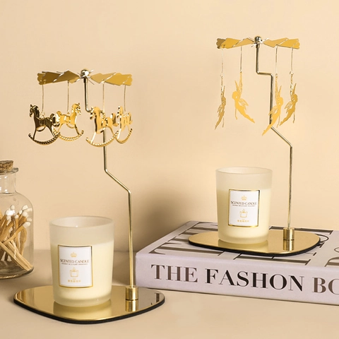 Metal Rotating Candle Holder Carousel With Scented Candle Thermal Power Desktop Ornament Nordic Style Gift For Women