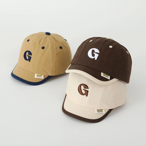 Cappellino Da Baseball Per Bambini Tesa Morbida Cotone Cappello Da Sole Ricamo Lettera G Regolabile Blocchi Di Colore Retro