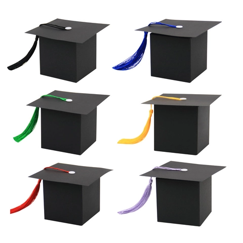 Graduation Cap Candy Box Paper Mortarboard Gift Boxes With Tassel For Graduation Party Celebration Souvenir Packaging Favor