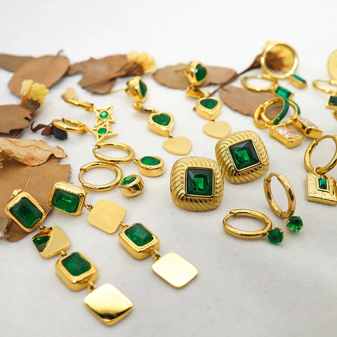 Mode Zirkoon Oorbellen Met Roestvrijstalen Oorsteker Verguld Geometrische Hart Sieraden Voor Vrouwen