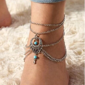 Boho 26 Initial Letter Anklets for Women Alloy Heart Star Butterfly Pendant Foot Jewelry Vacation Beach Simple Adjustable Anklet