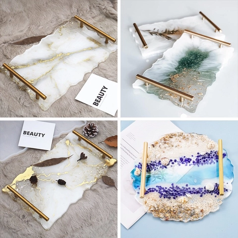 Silicone Resin Tray Mold Irregular Lace Edge Round Rectangular DIY Epoxy Crafting Tool For Home Desktop Decor