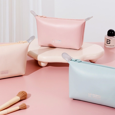 Borsa Da Trucco In Pelle PU Forma Di Raviolo Beauty Case Da Viaggio Con Cerniera Maniglia Portatile Per Cosmetici