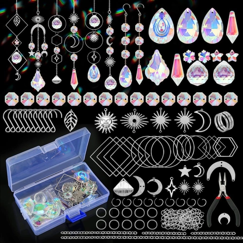DIY Kristal Zonvanger Kit Messing Maan Ster Zon Prisma Regenboogmaker Tuin Kerstboom Hangende Decoratie Handwerk