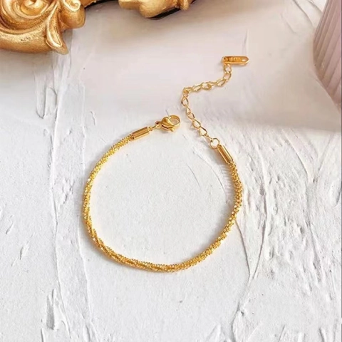 Minimalist Stainless Steel Bracelet Necklace For Women 18K Gold Plated Twisted Gypsophila Caterpillar Chain Adjustable Jewelry Accessories