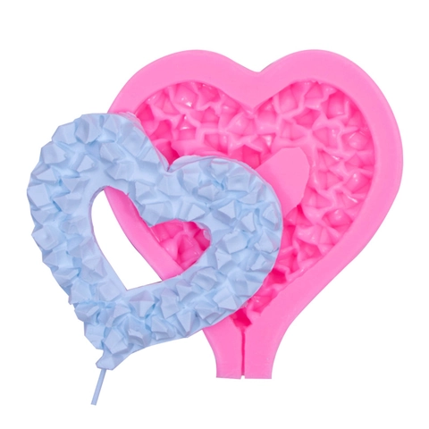 Stampo In Silicone A Cuore Trama Geometrica Diamante Per Decorazione Torte Cioccolato Resina Sapone DIY Artigianato