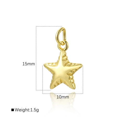 Mini Heart Star Starfish Pendants 18K Gold Plated Copper Polished Smooth DIY Jewelry Charms For Necklace Bracelet