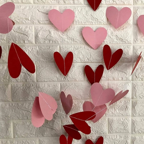 Ghirlanda Di Carta A Cuore Per San Valentino Banner Appeso Per Decorazioni Per Feste Di Nozze Rosso E Rosa Design Amore Romantico