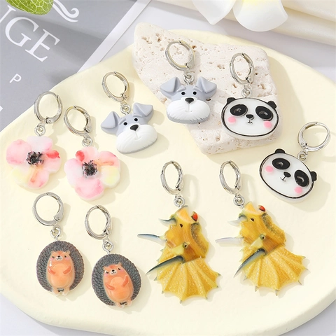 Orecchini In Acrilico Animali Cartoni Animati Panda Cane Fantasma Fiore Gioielli Creativi Per Festa Di Halloween Donne