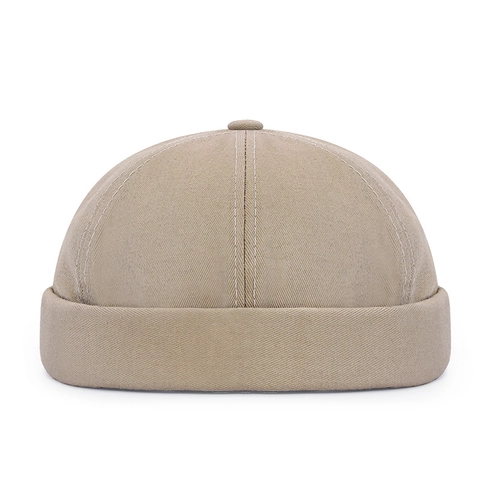Gorro Docker Retro Sin Ala Algodón Sarga Miki Cap Ajustable Color Sólido Borde Enrollado Estilo Vintage Para Hombres