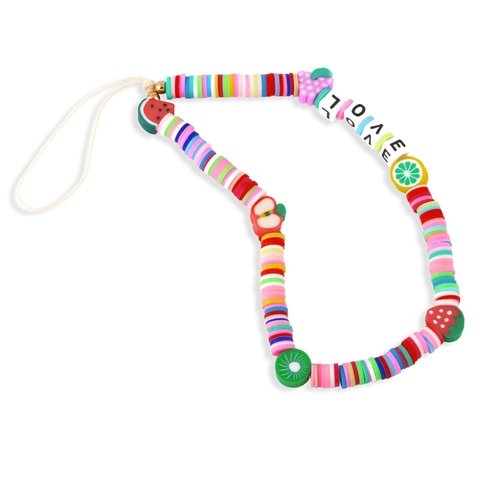 Cordino Per Cellulare In Argilla Polimerica Colorata Perline Di Frutta Perline Di Lettere Cinturino Per Telefono Boho Da Donna