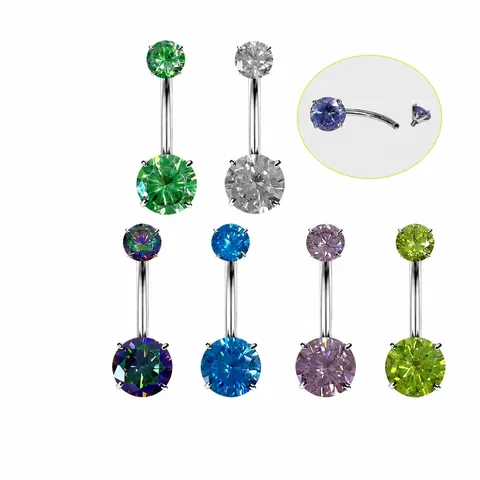 G23 Titan Bauchnabelpiercing Zirkon Vier Krallen Gebogenes Barbell Piercing Schmuck Für Frauen Körper Piercing