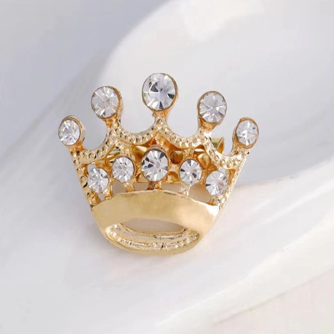 Kronen Brosche Legierung Strass Kristall Reversnadel Hohl Retro Anzug Schmuck Für Herren Damen Hochzeit