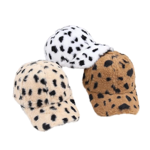 Cappello Da Baseball Pelliccia Sintetica Peluche Stampa Leopardata Inverno Caldo All Aperto Moda Visera Curva Donne