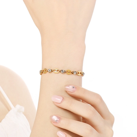 Mariner Link Bracelet Stainless Steel Cubic Zirconia Adjustable Coffee Bean Chain Elegant Chic Jewelry For Women