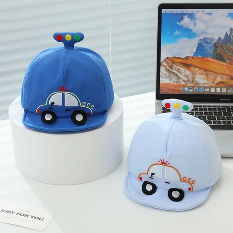 Baby Cartoon Auto Baseballpet Met 3D Verkeerslicht Decor Zachte Rand Katoenmix Zonnehoed Voor Kinderen Van 0-3 Jaar