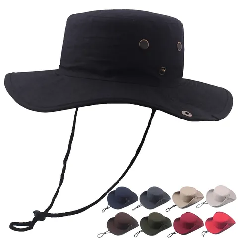 Cappello da Sole All'aperto in Cotone a Tesa Larga per Uomo Donna Cappello da Pescatore Traspirante per Pesca Escursionismo Con Sottogola Regolabile Pieghevole
