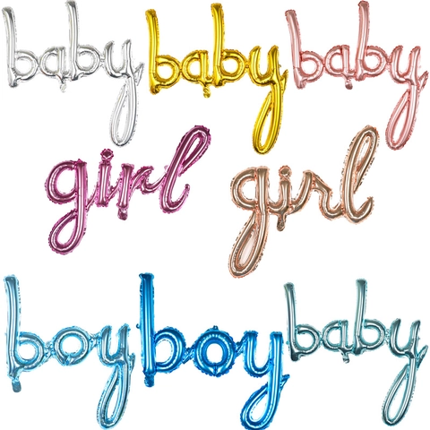 Metallic Cursive Script Letter Foil Balloons Boy Girl Baby Shower Birthday Party Background Wall Decor Aluminum Film