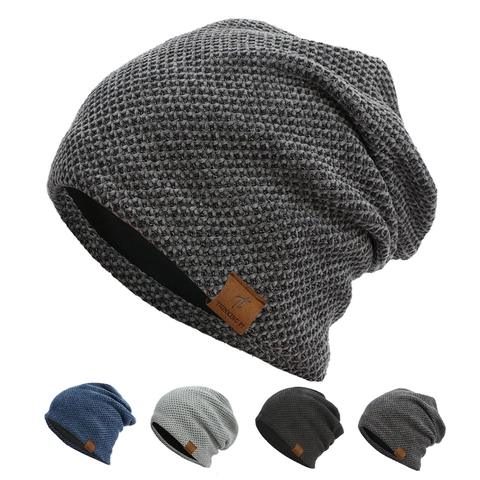Berretto Beanie In Maglia A Nido D Ape Ciniglia Acrilica Termico Invernale Caldo Slouchy Skull Cap Fodera In Pile Unisex