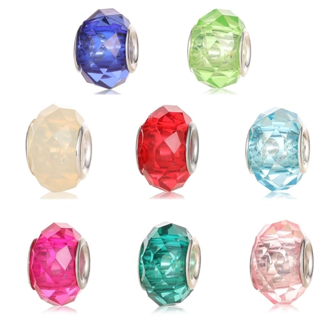 Faceted Colorful Glass Resin Beads With Metal Core Transparent Candy Charm For DIY Jewelry Making Bracelet Necklace