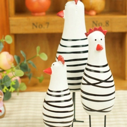 Statuette Di Gallo In Legno Dipinto Statue Di Pollo Con Gambe Lunghe In Metallo Decorazione Da Tavolo Moderna Grande Medio E Piccolo