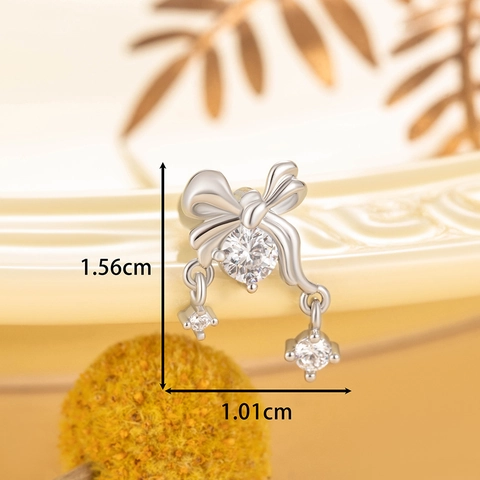 Pendientes De Botón Con Lazo Colgante Acero De Titanio Circonita Helix Piercing Cierre De Rosca Joyería Dulce Para Mujeres