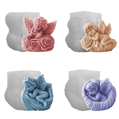 Angel Silicone Mold Wing Rose Shell Design For DIY Scented Candle Gypsum Craft Handmade Soap Aesthetic Decor
