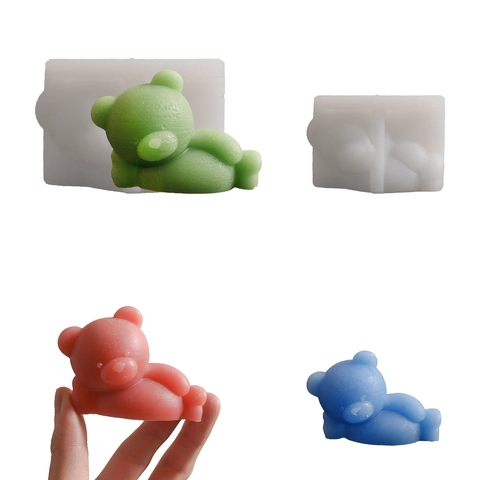 Sleeping Bear Silicone Mold For DIY Handmade Candle Plaster Soap Resin Ornament Drowsy Bear Shape Reusable Flexible Tool