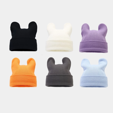 Japanischer Stil Süße Tier Katzenohren Strickmütze Für Damen Acryl Warme Wintermütze Einfarbig Winddichte Beanie Alltag