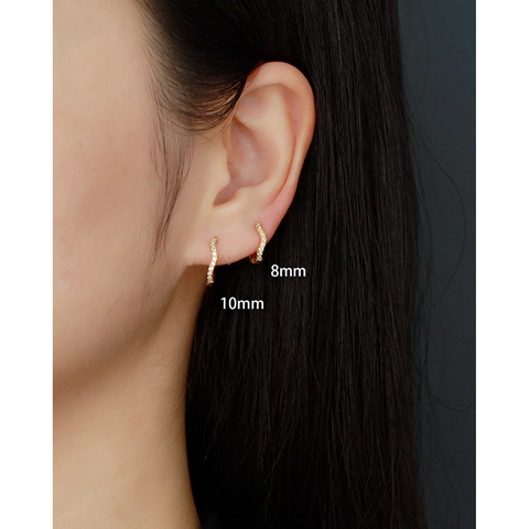 S925 Sterling Silver Wavy Hoop Earrings Sparkling Zircon Inlaid Huggies Fashion Minimalist Jewelry For Women