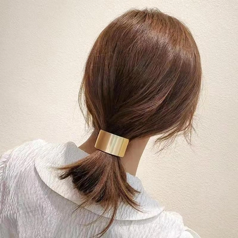 Elastici Per Capelli Porta Coda Di Cavallo In Metallo Con Piastre Decorative In Lega Geometrica Stile Minimalista Per Donne