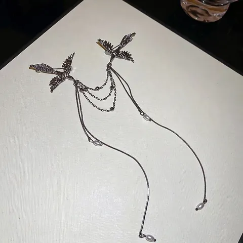 Broche De Pájaro Fénix Con Cadenas De Borlas De Aleación Y Colgantes De Perlas Artificiales Elegante Alfiler De Solapa De Diamantes De Imitación