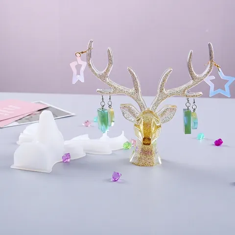 Antler Deer Head Shape Silicone Mold For DIY Resin Jewelry Display Rack Handcraft Storage Ornament
