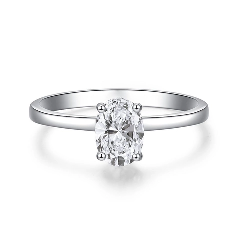Luxus 925 Sterlingsilber Ovalschliff Moissanit Ring Für Damen 1 Karat Eingelegter Strass Minimalistischer Fingerring Schmuck