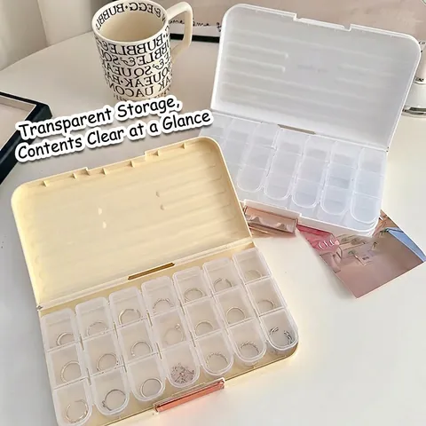 Portagioie Portatile Plastica Multi Scomparto Stile Valigia Anti Ossidazione Per Orecchini Anelli