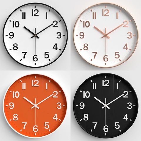 Moderne Wanduhr Leises Quarzwerk Runde Kunststoffrahmen Glasspiegel Dekorativ Für Zuhause Büro