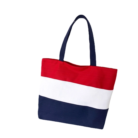 Patchwork Canvas Tote Bag Large Capacity Casual Shoulder Handbag For Women Student Shopping Travel